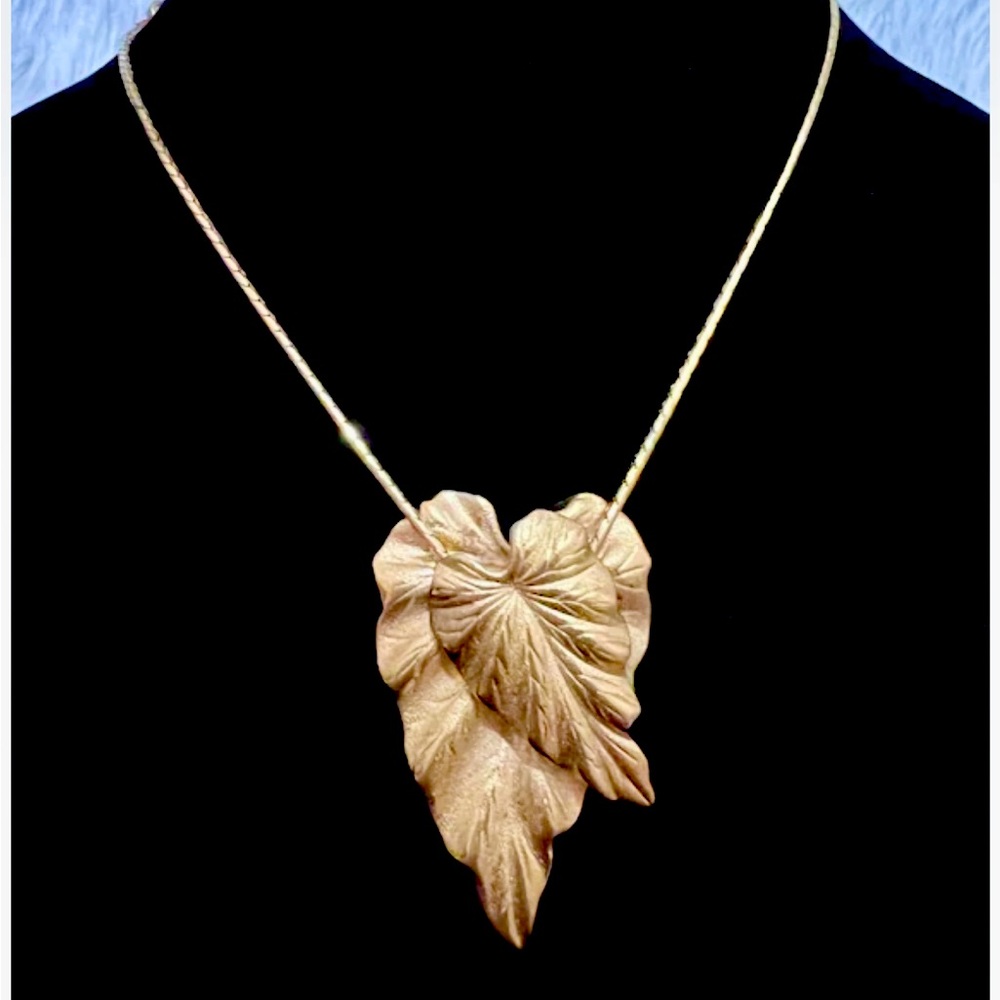 Money Vintage Gold Leaf Pendant Necklace